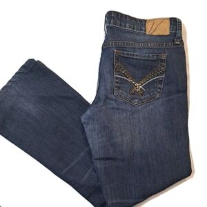 Jeans Vanity Dakota Denim Flare Low Rise Embroidered Womens Jeans